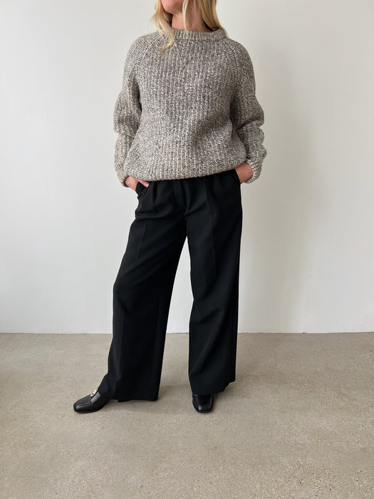 Marled Cream & Black Knit Sweater | L/XL