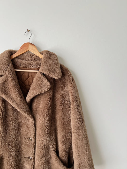 Brown Faux Fur Coat | XL