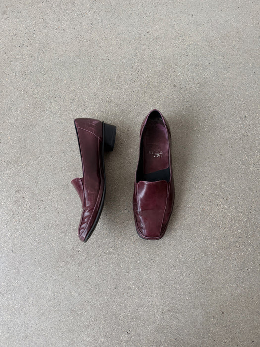 Burgundy Leather Loafers | 8