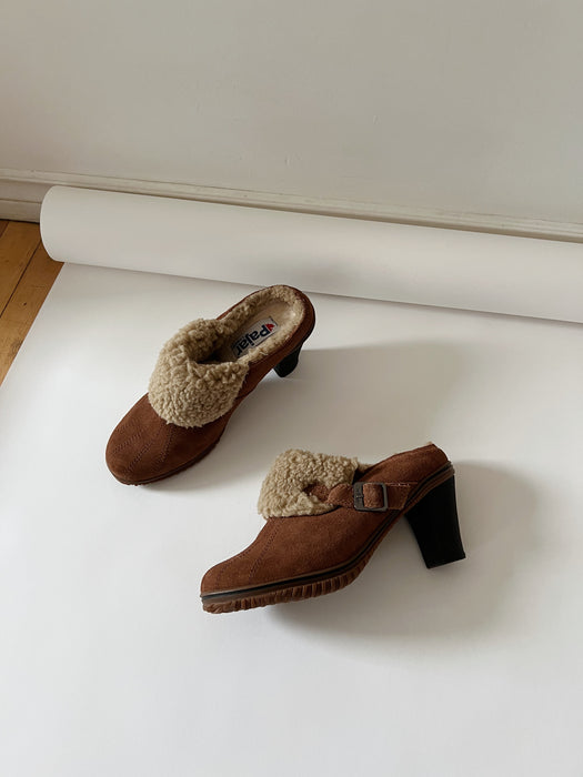 Chocolate Suede Clogs | 8