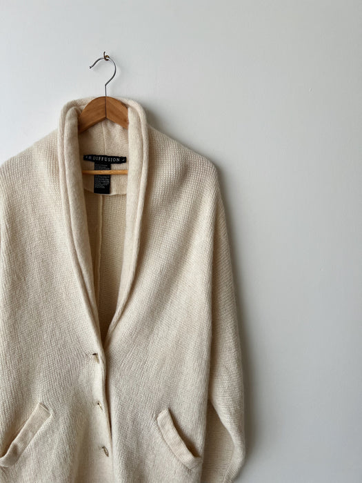Cream Mohair Wool Cardigan | L/XL