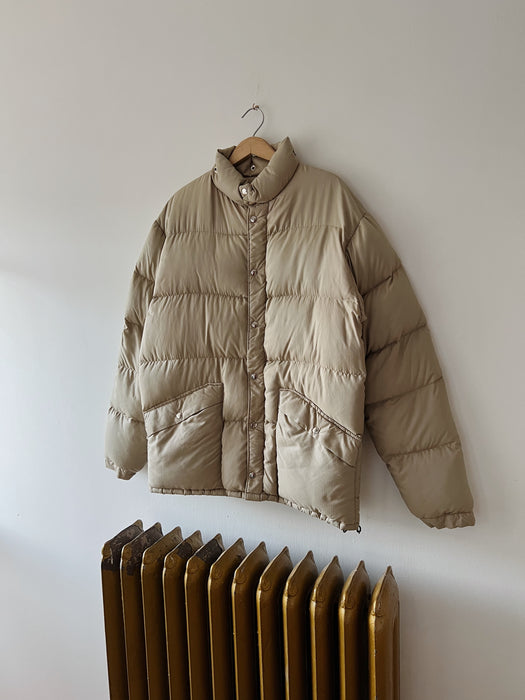 Beige Down Puffer Coat | L/XL