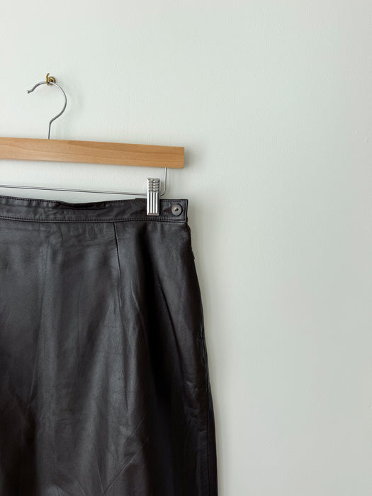 Dark Brown Leather Skirt | 30