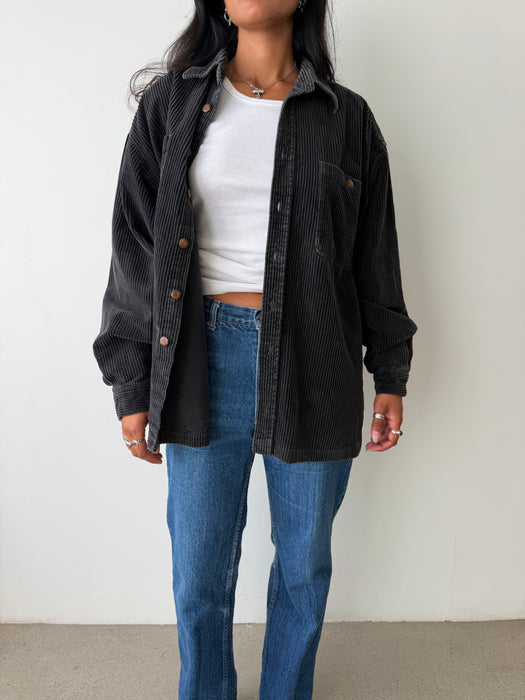 Charcoal Corduroy Button Up | L