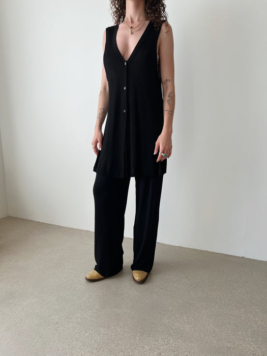 Black Button Down Vest | M
