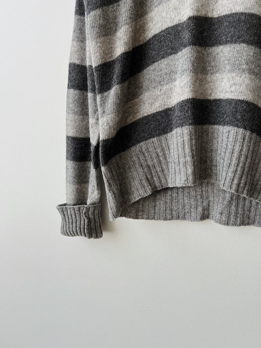 Grey Striped Wool Sweater | S