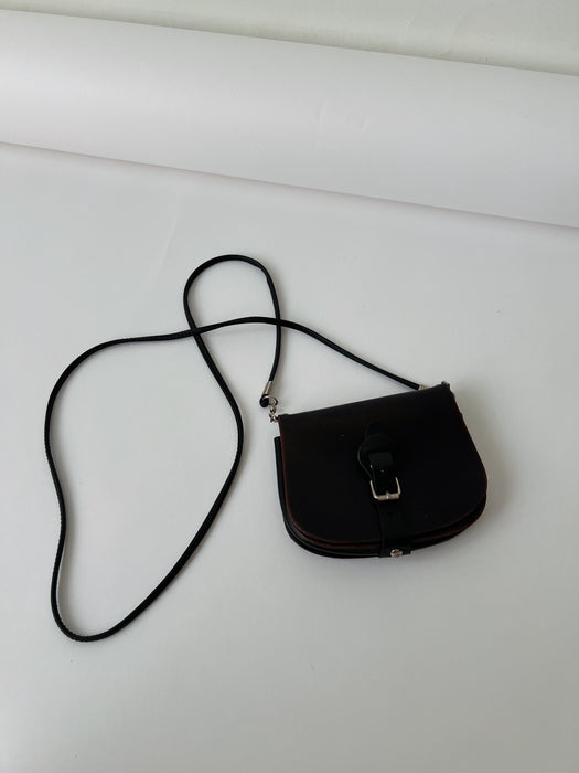 Black Leather Mini Belt Purse