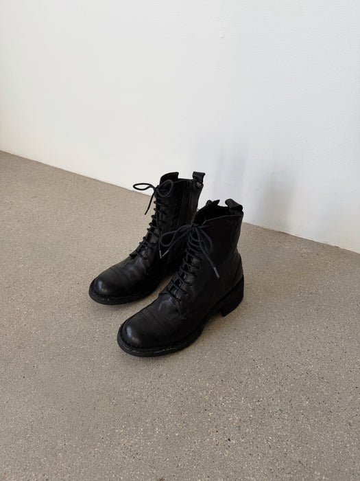Black Leather Lace Up Boots | 5