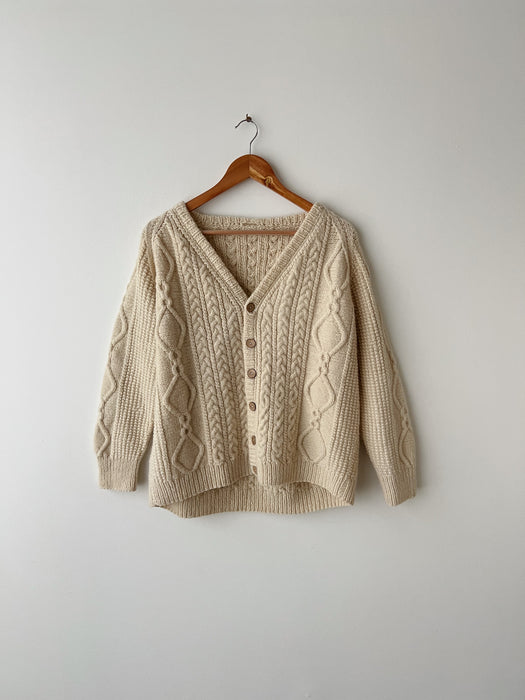Wool Cable Knit Cardigan | M/L