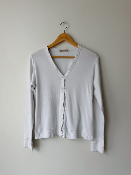 White Cotton Cardigan | M