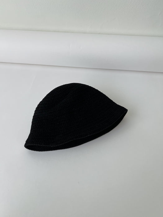 Black Knit Woven Bucket Hat