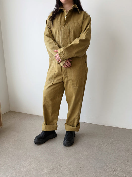 Olive Cotton Coveralls | L