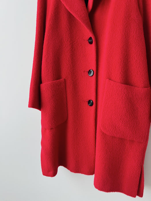 Red Alpaca Wool Coat | L/XL