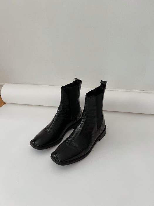 Black Patent Leather Bootie | 8.5