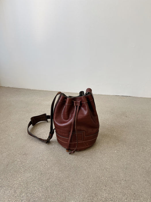 Brown Leather Bucket Bag