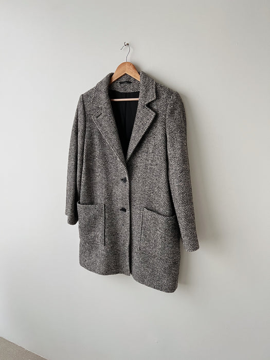 Herringbone Wool Coat | L