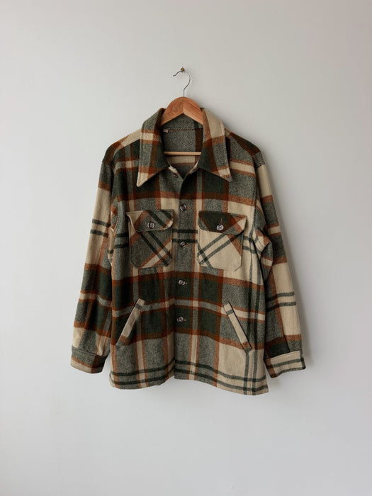 Plaid Green Wool Flannel Coat | L/XL